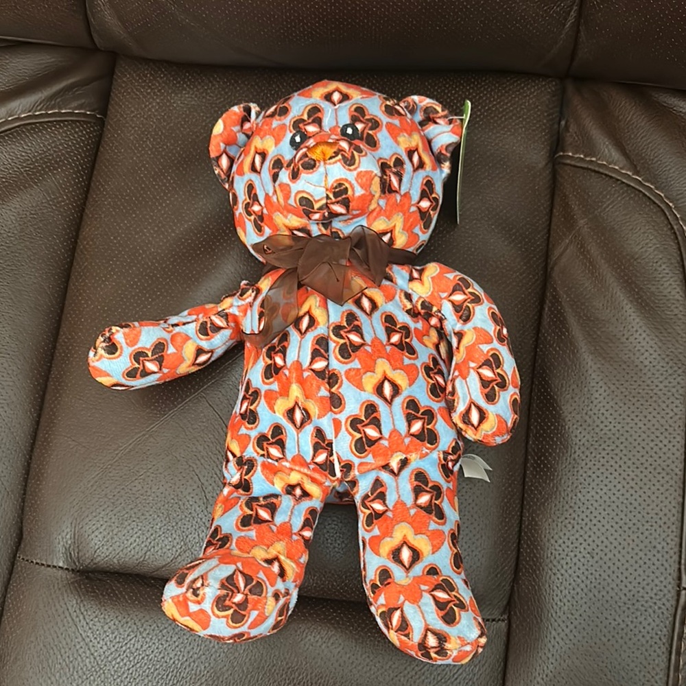Sugar Loaf Bear Floral Patterned Teddy Bear with Brown Bow